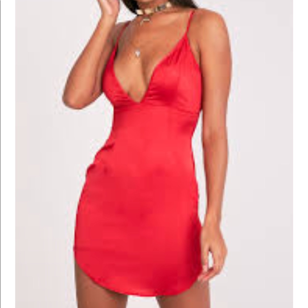 Red Satin Slip Dress